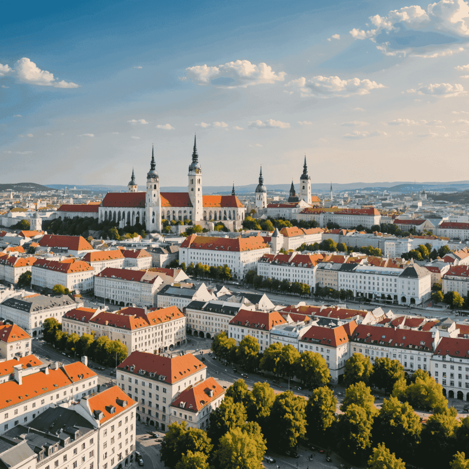 A panoramic view of Bratislava skyline with digital overlay representing smart city concept